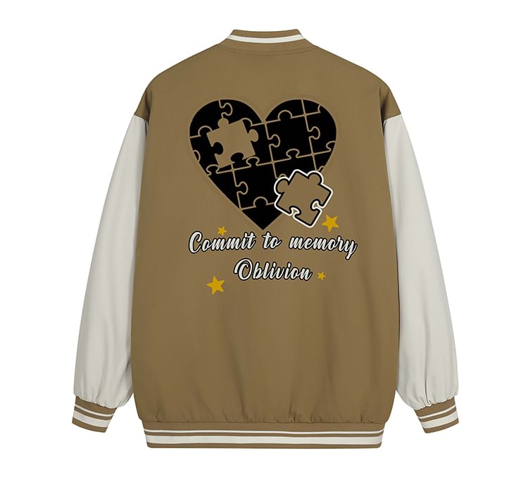 CHIC ERRO - Baseballjack met puzzelprint en knoopjes