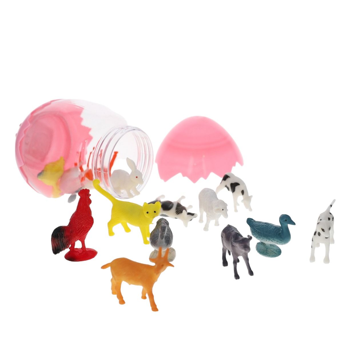 Œuf rose contenant 15 figurines de la ferme Mercredi et Patati