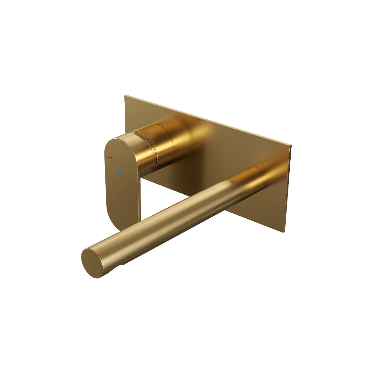 Brauer Gold Edition ColdStart wastafelkraan inbouw rechte uitloop met achterplaat model C2 geborsteld messing PVD