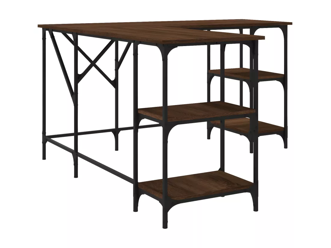 Bureau chêne marron 139x139x75 cm bois d'ingénierie