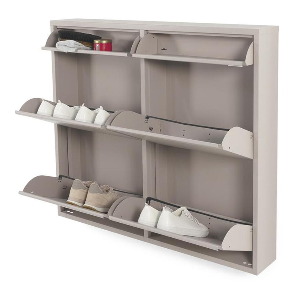 Redin Design Pippen industrieel schoenenkast 6 lade Taupe metaal 98x15x86