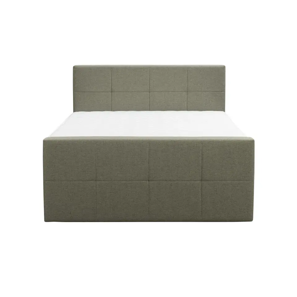 Boxspring met voetbord Liv geblokt - groen - 160x200 cm - slanke poot