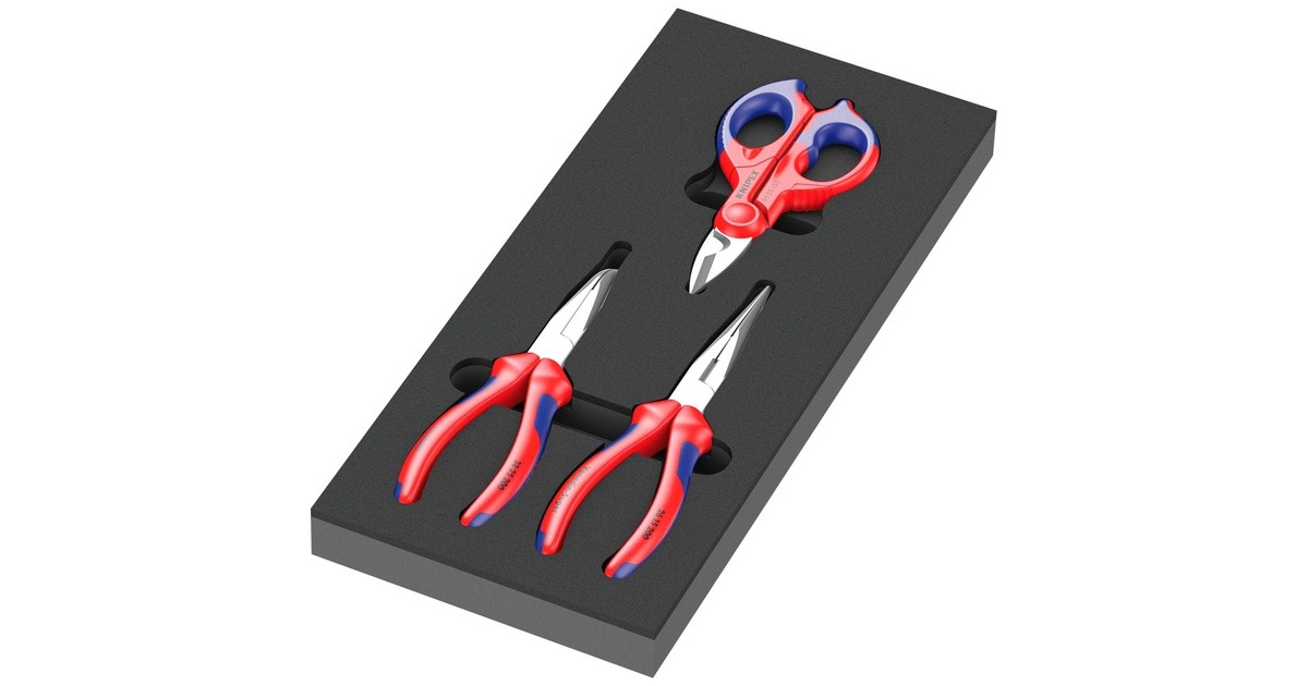 Wera9781 Schuimrubberen inzetstuk met KNIPEX tangen Set 2, 3‑delig tangenset  (Zwart/grijs, in schuiminzet voor werkplaatswagen)