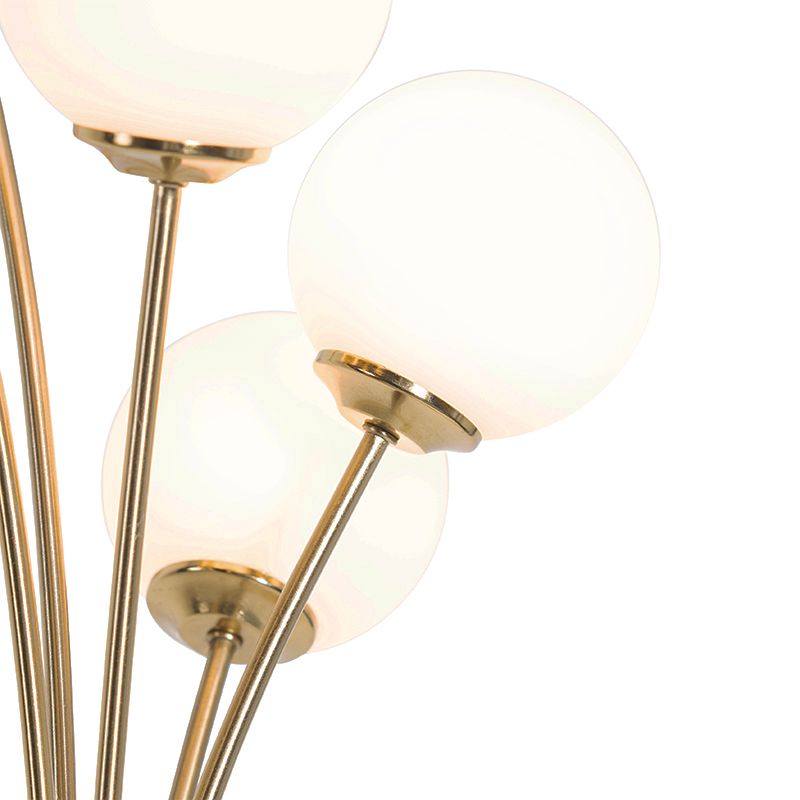 Moderne vloerlamp goud met opaal glas 5-lichts  - Athens