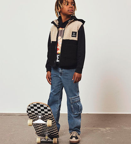 Name It Vest - NkmLaket Teddy - Blåck/Pure Cashmere