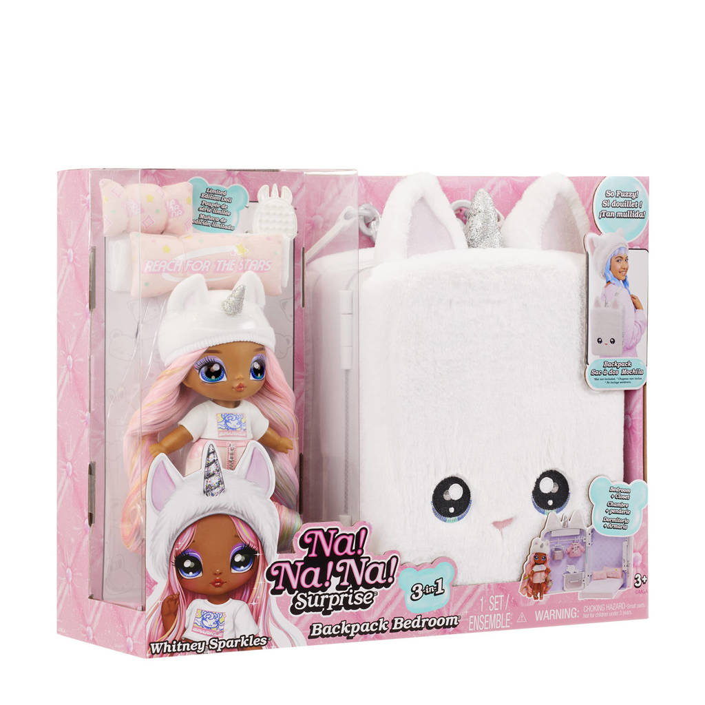 3-in-1 speelset met rugzak, slaapkamer en Whitney Sparkles met eenhoornthema