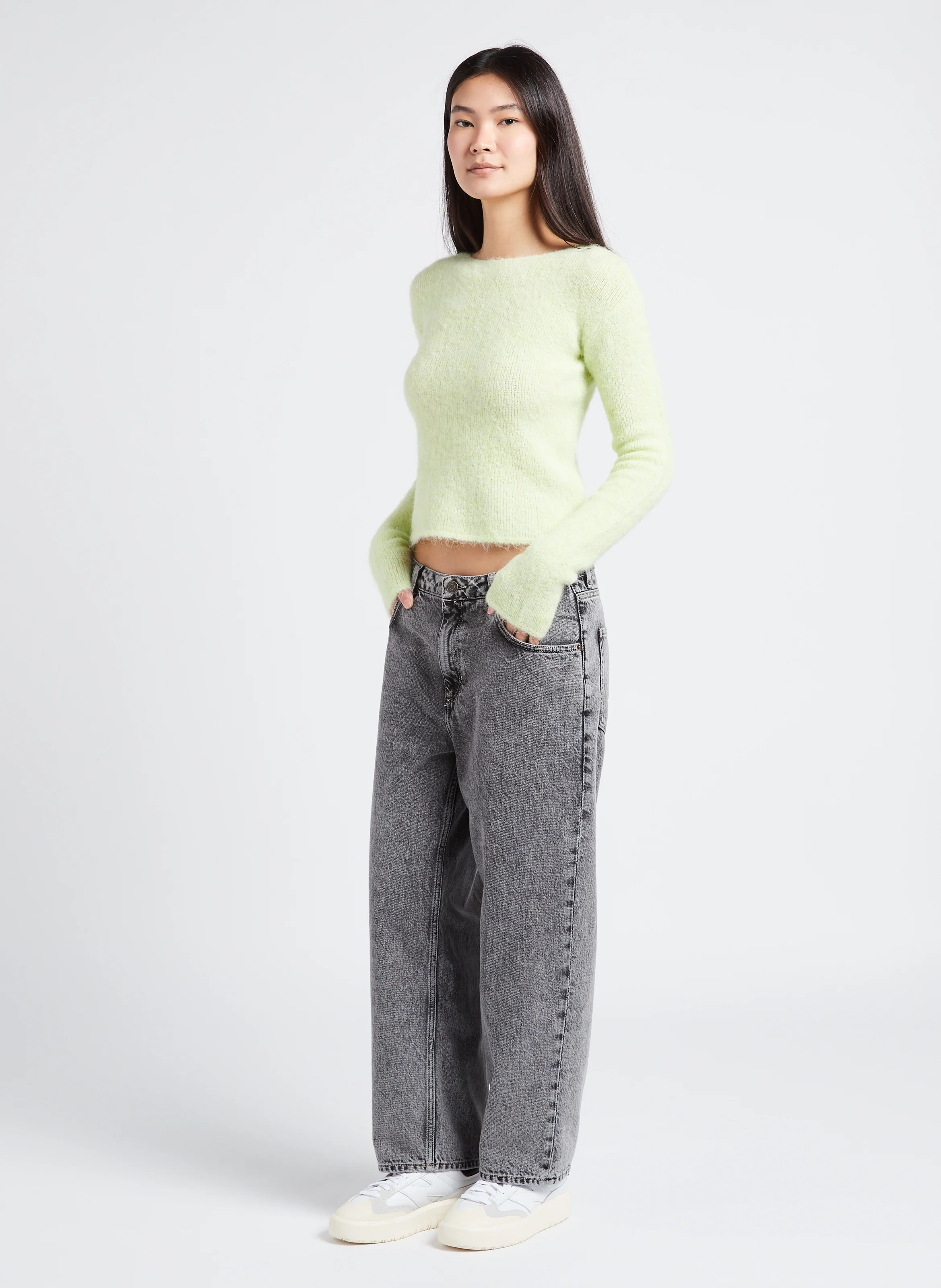 YOPDAY - Jean droit taille haute en coton| Gris