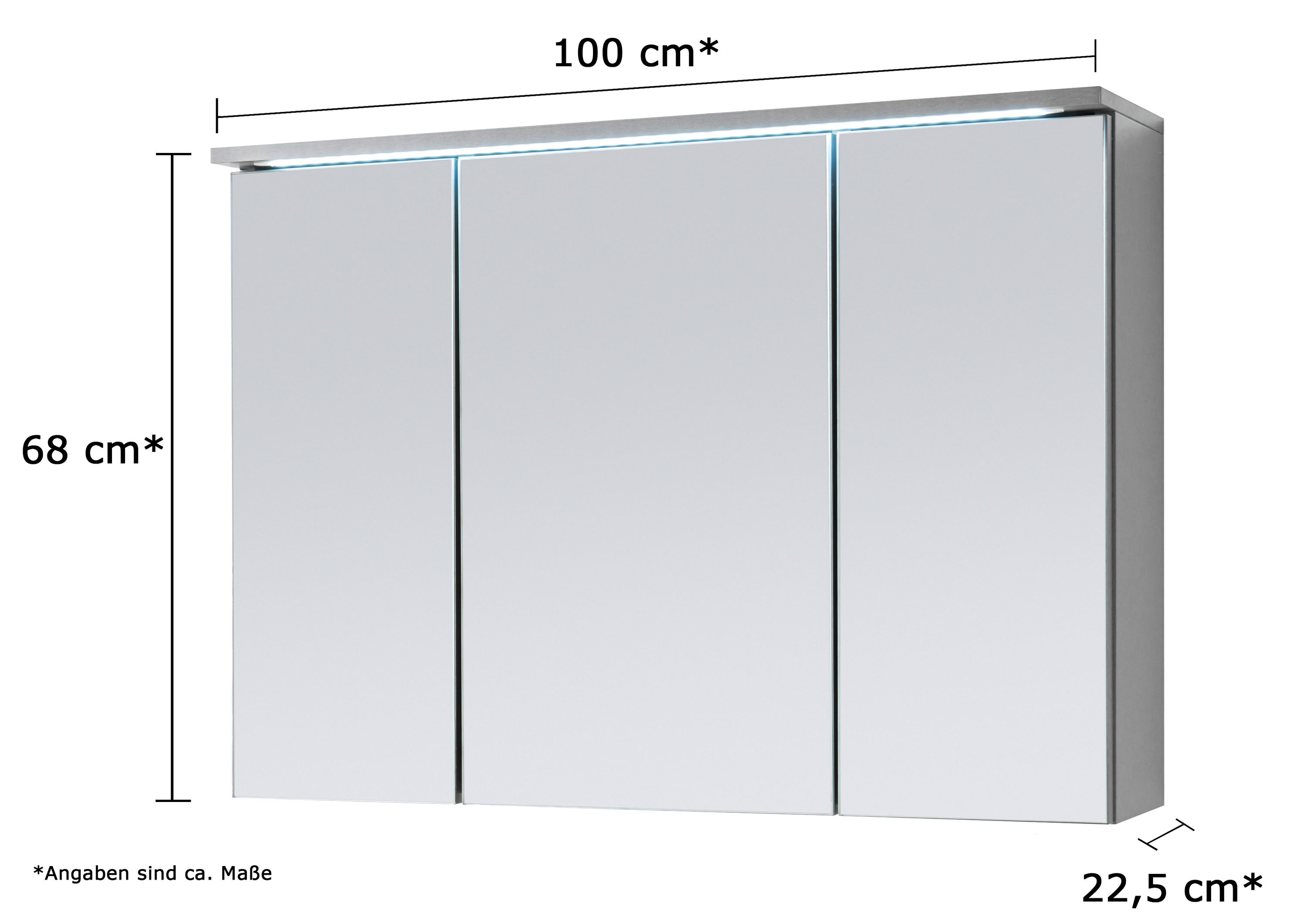 Badmöbel Spiegelschrank DUO 100 mit LED Beleuchtung Grau