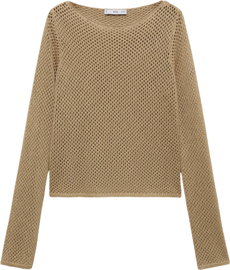 MANGO Openwork lurex sweater Gold