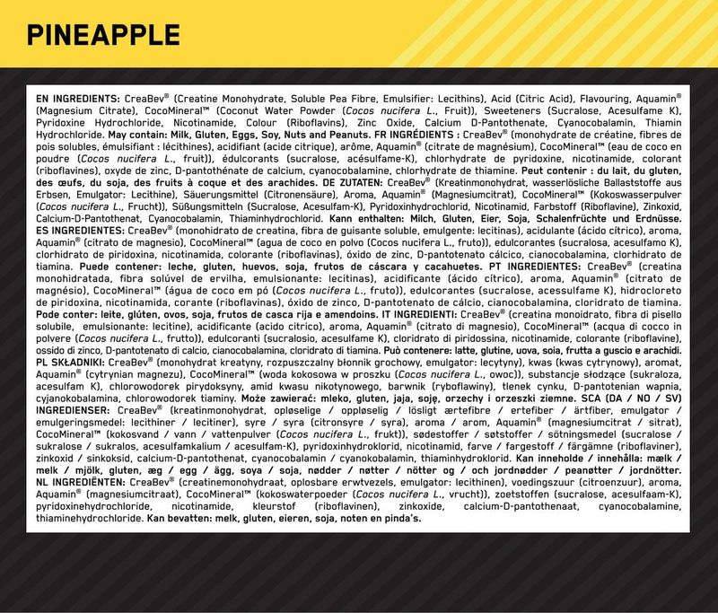 Optimum Nutrition Platinum Creatine Plus - Pineapple - CreaBev Creatine Monohydraat - 50 doseringen (350 gram)