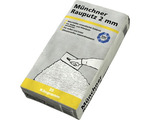 Münchener ruwe pleister 2 mm voor binnen en buiten, gebroken wit, 25 kg
