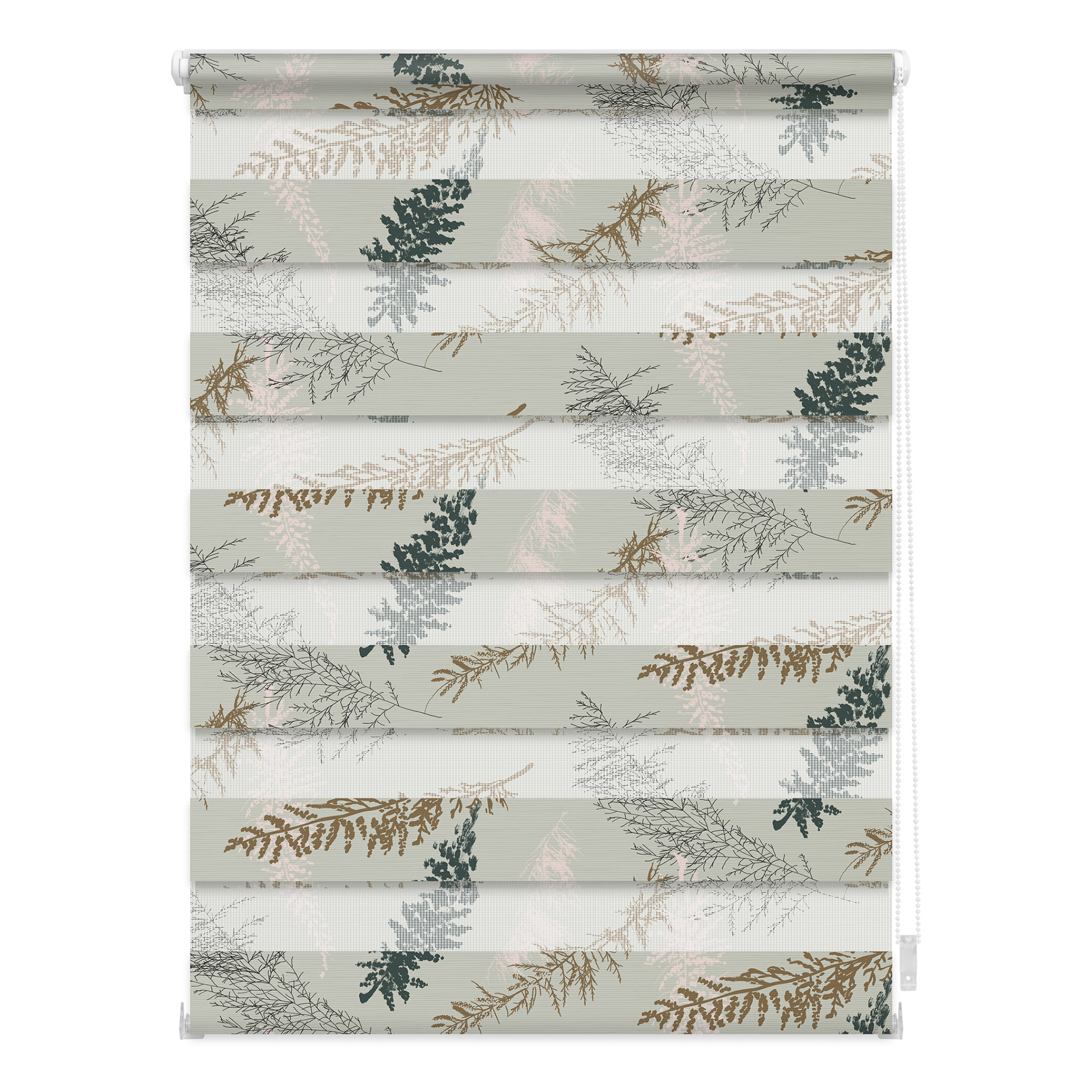 LICHTBLICK Duo Rollo Klemmfix FIR BRANCHES - hellgrau-grün - 45x150 cm