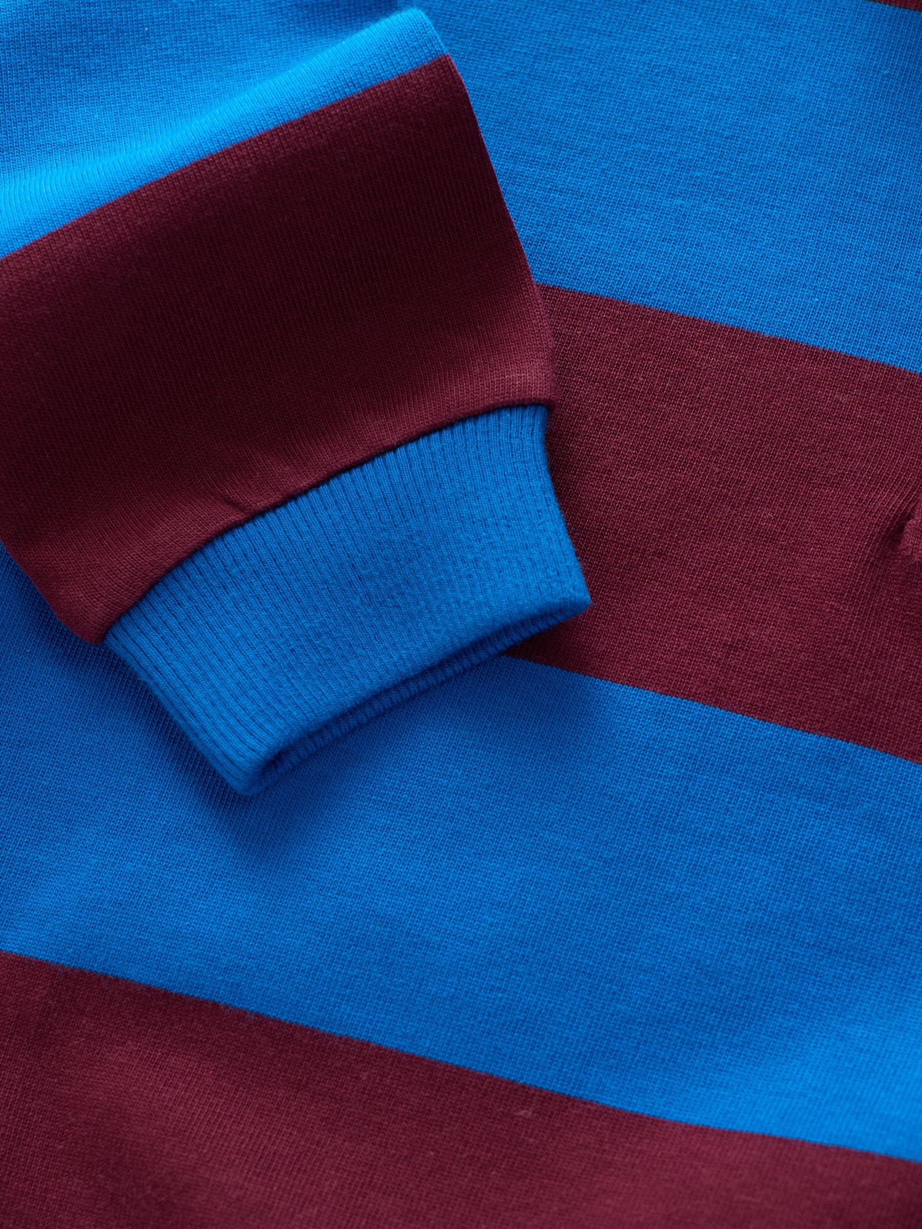Cobalt Blue and Burgundy Striped - Rugby poloshirt met lange mouwen (3mnd-7jr)