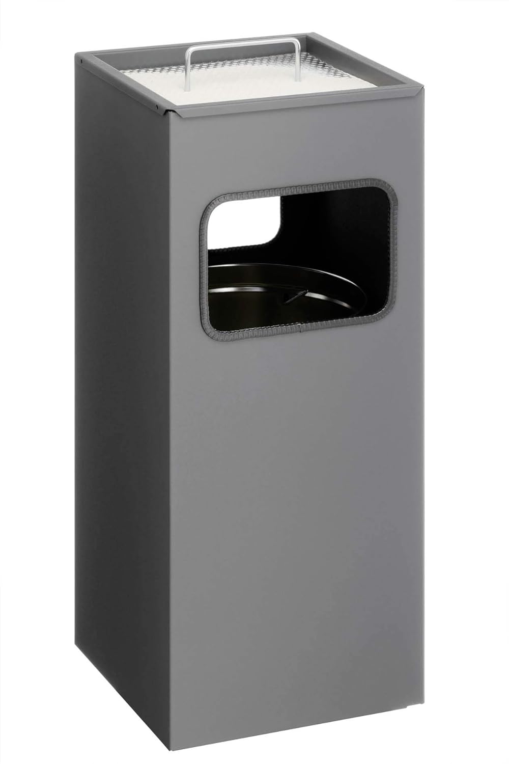 Durable Papierkorb Metall mit Ascher, entnehmbarer Inneneimer und Ascher, eckig, anthrazit, 333158