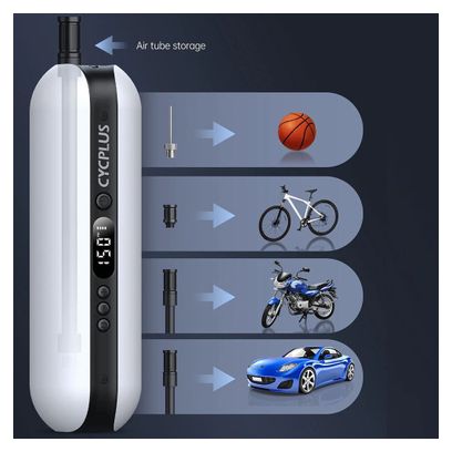 Pompe électrique - Mini compresseur - CYCPLUS A2 PRO blanc : gonflage rapide pour toutes les valves