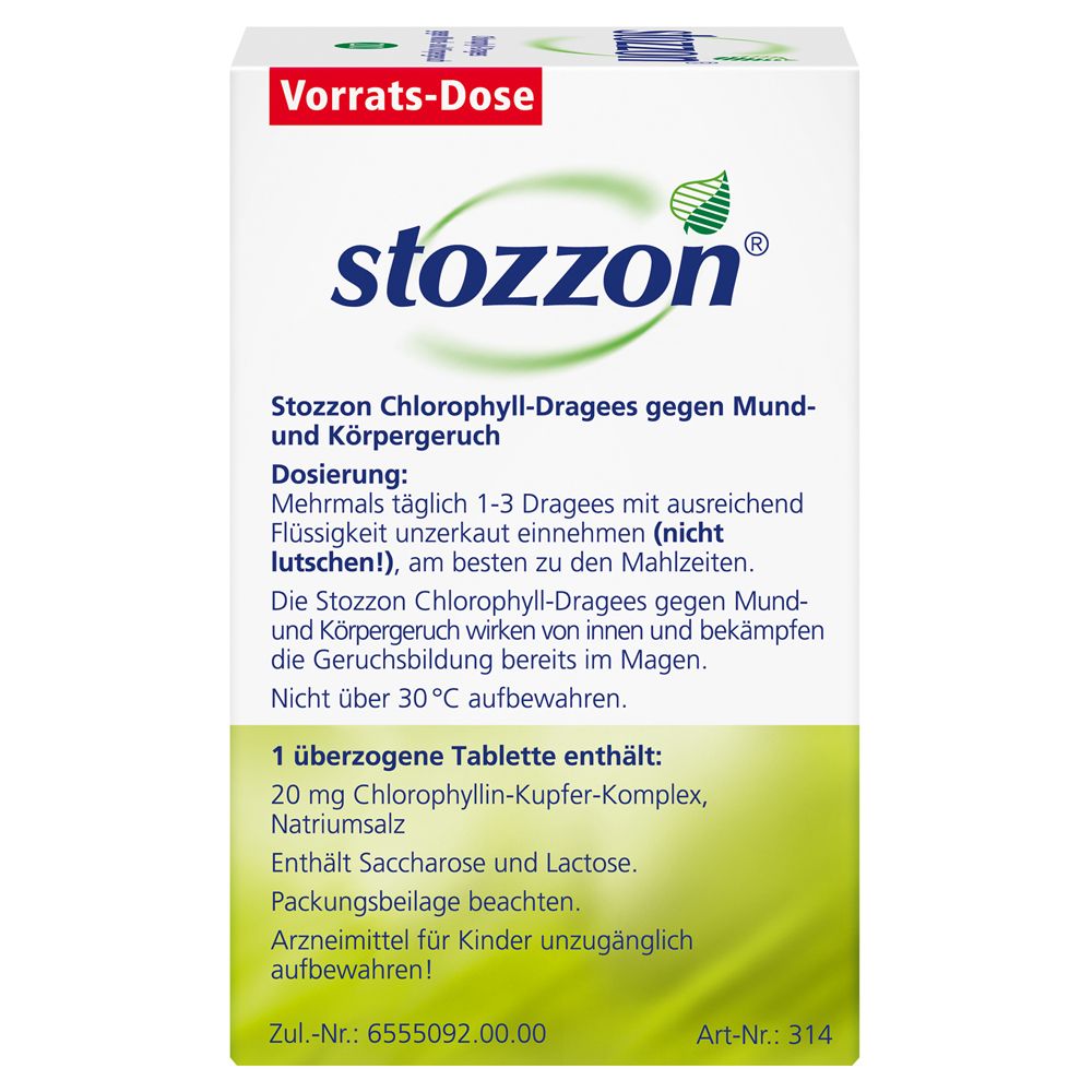 stozzon® Chlorophyll-Dragees gegen Mundgeruch und Körpergeruch