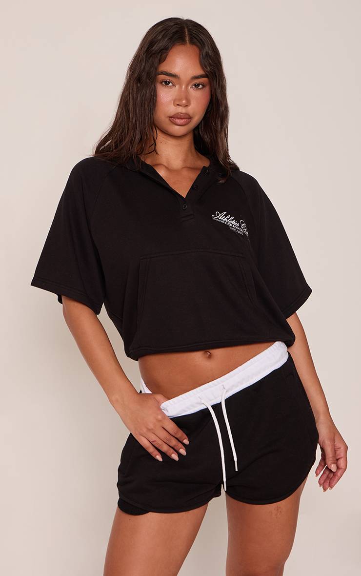 Noir Short En Molleton Avec Ceinture Contrastante