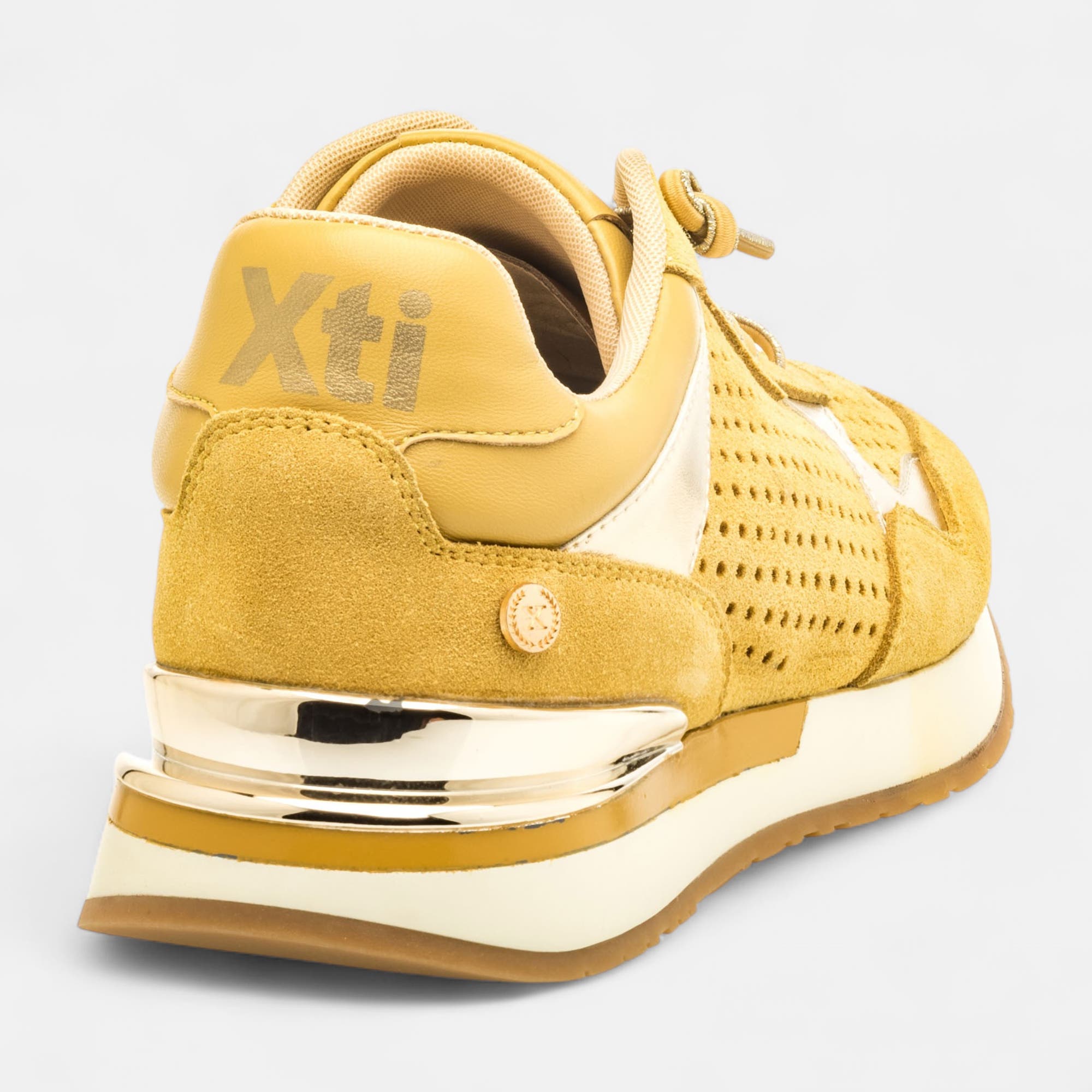 Baskets basses Femme en cuir jaune
