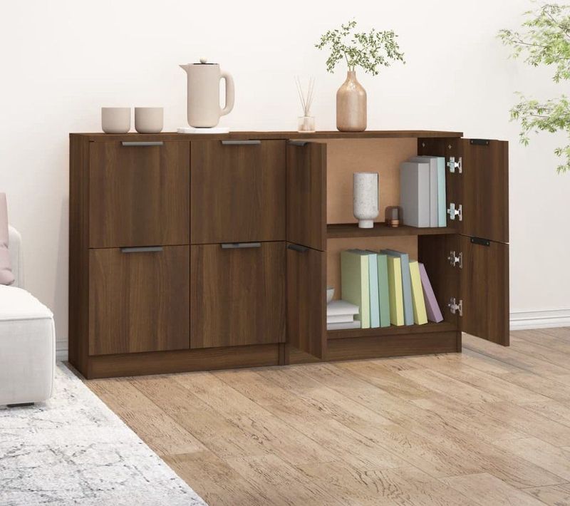 vidaXL - Dressoirs - Bruin - Bewerkt Hout - Set van 2