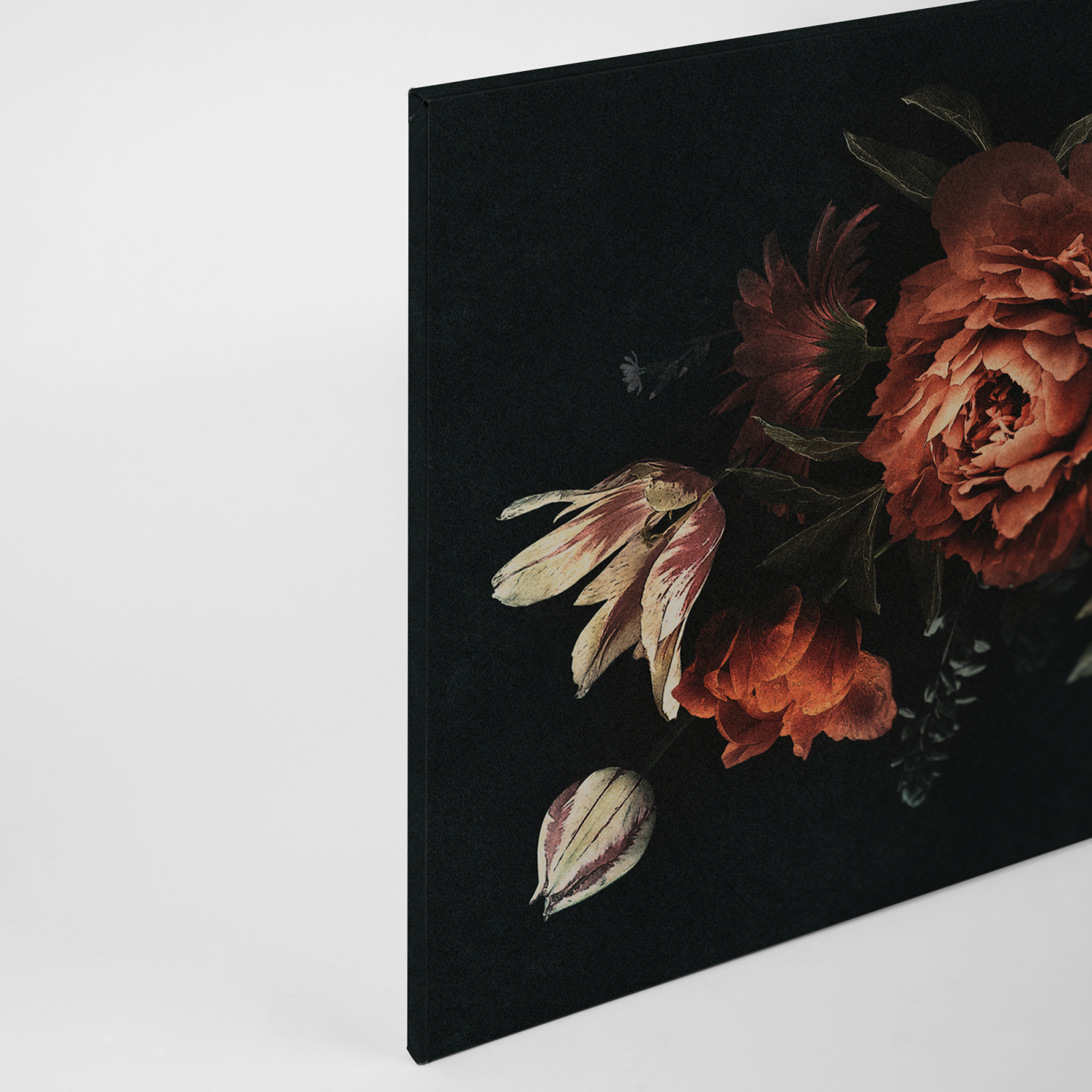 Leinwandbild BLÜTEN - rot-schwarz - 90x60 cm