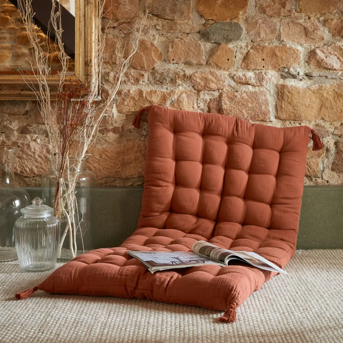 Matelas de sol gaze de coton (60 x 120 cm) Gaïa Terracotta