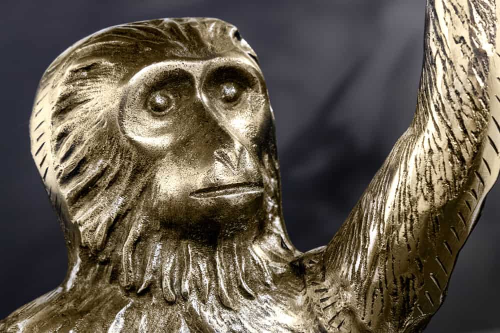 Design Beistelltisch WILDLIFE MONKEY 60cm gold antik Metall handmade
