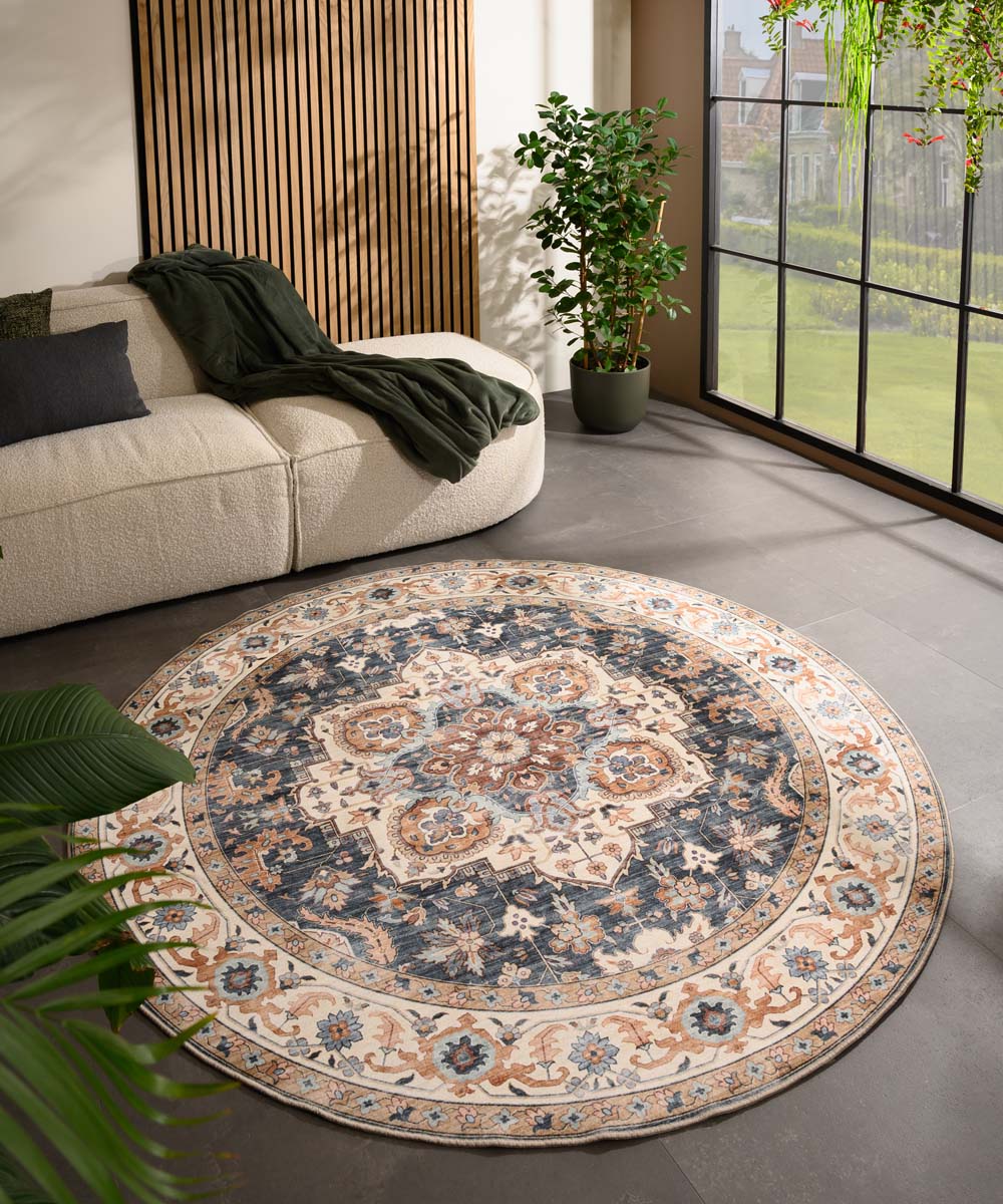 Heritaged Rond Vintage buitenkleed - Valenca Fino goud|blauw - 230 cm