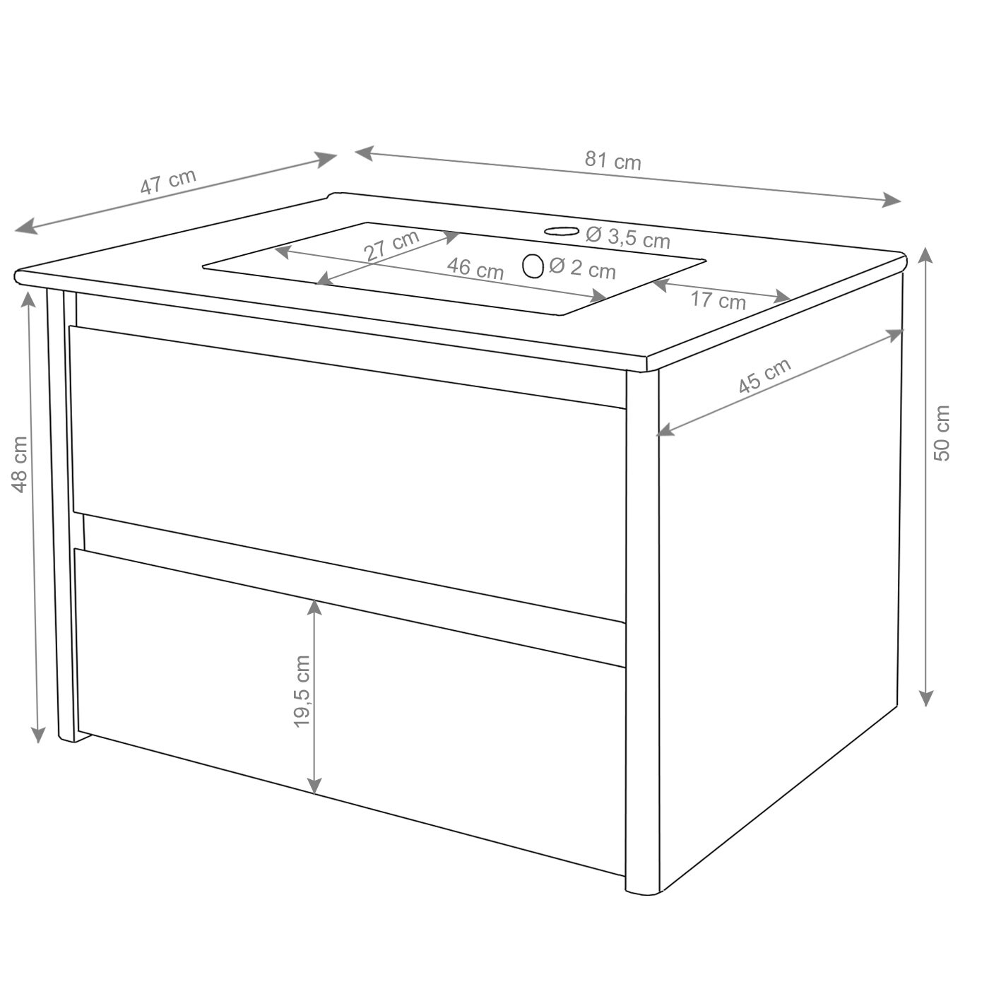 Badezimmerset XL MCW-B19, Waschtisch Spiegelschrank Hängeschrank, hochglanz ~ schwarz