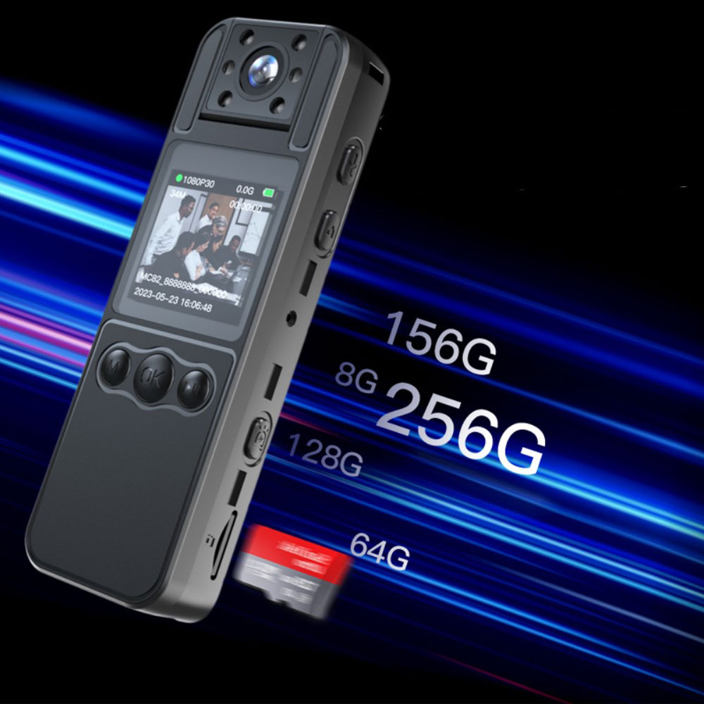 Mini FullHD 1080p Kamera Bodycam mit Sprachaufzeichnung / Nachtsicht / MicroSD Slot / 180° Blickwinkel und Clip-Halter - Schwarz