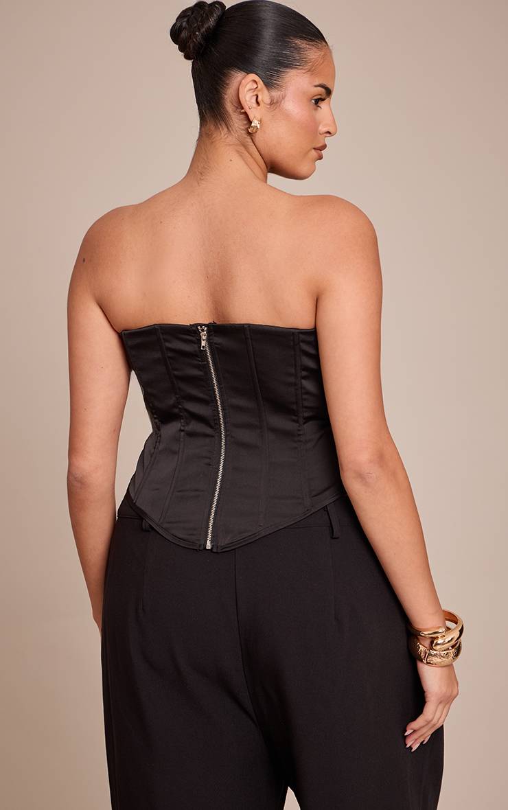 Noir Corset Grande Taille En Satin Avec Bordure En Dentelle