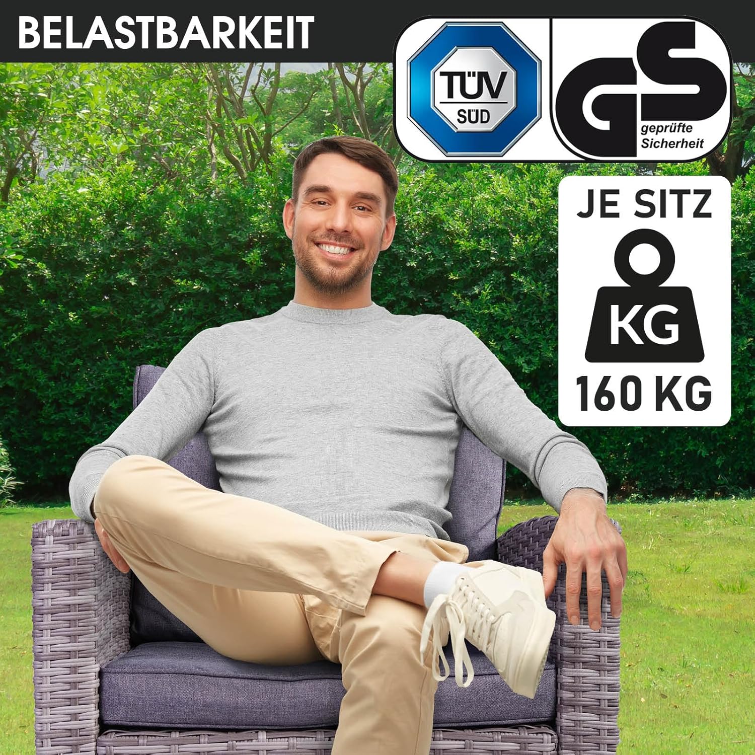 BRAST® Gartenmöbel Set Hacienda | bis zu 10 Personen viele Farben | inkl. Kissen & Abdeckung | TÜV geprüft | Outdoor Loungemöbel Sitzgruppe Essgruppe Garnitur | Grau/Anthrazit