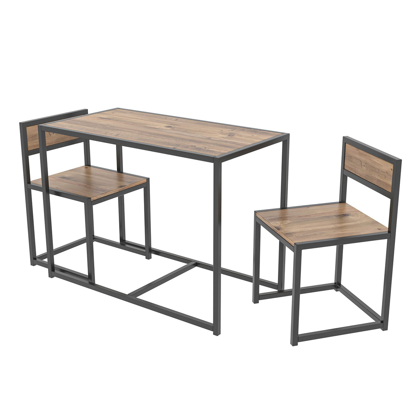 Wooden Art Ensemble table + 2 chaises  Bahar bois/ noir