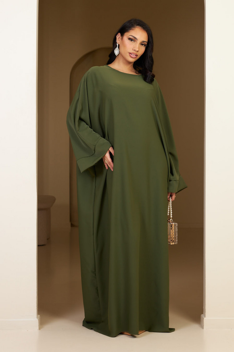 Abaya kaki satinée uni