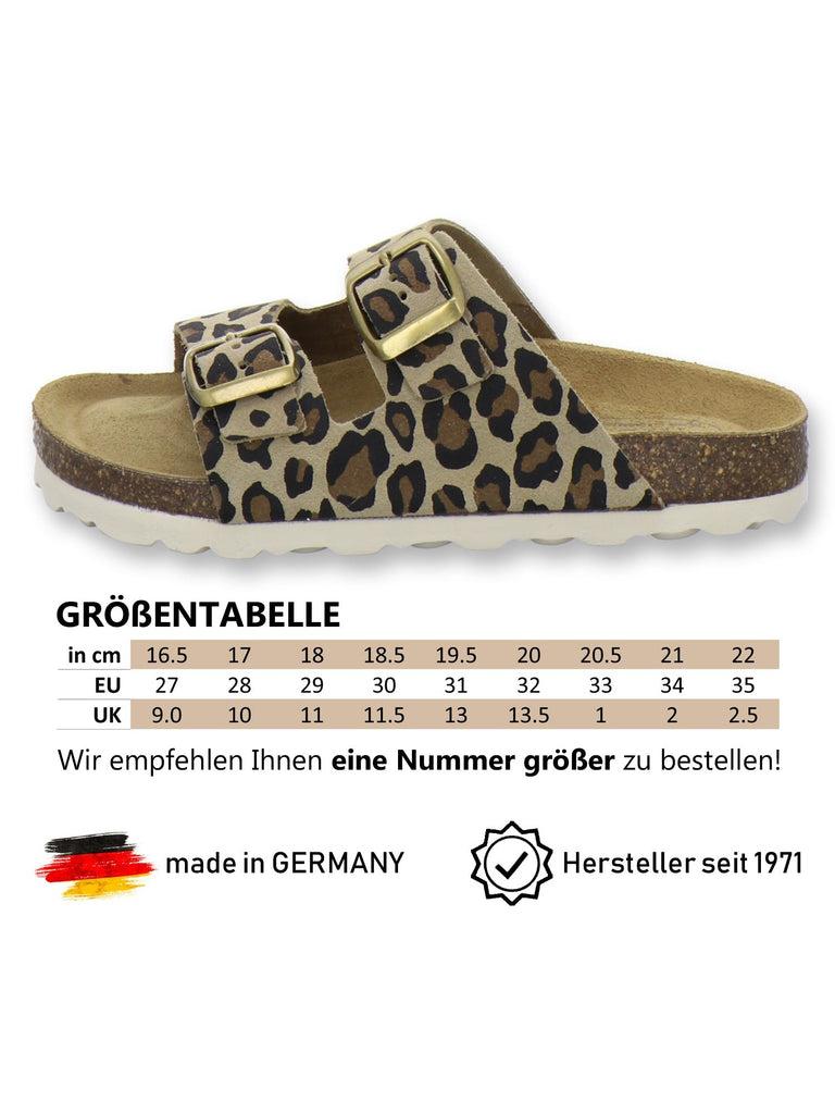 Mädchen Pantoletten Zweischnaller leo-beige