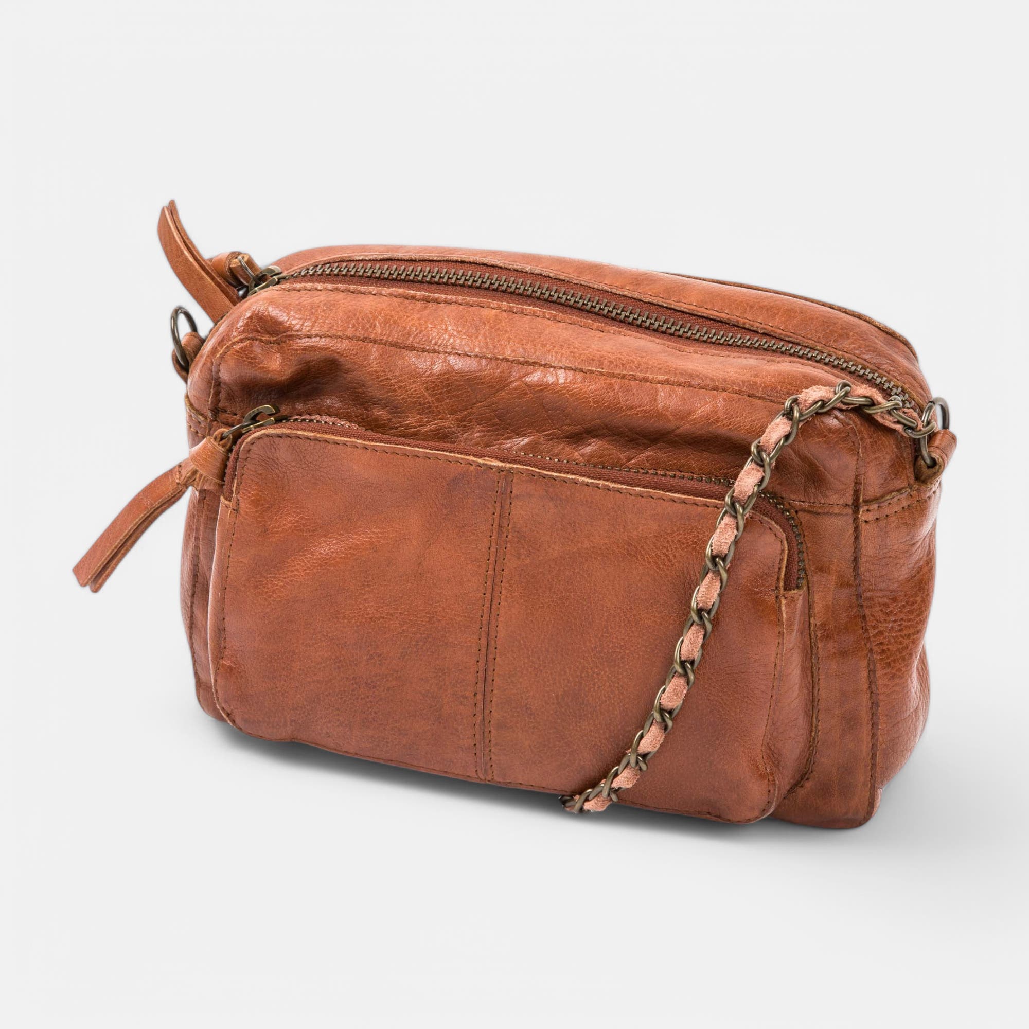 Sac bandoulière en cuir cognac