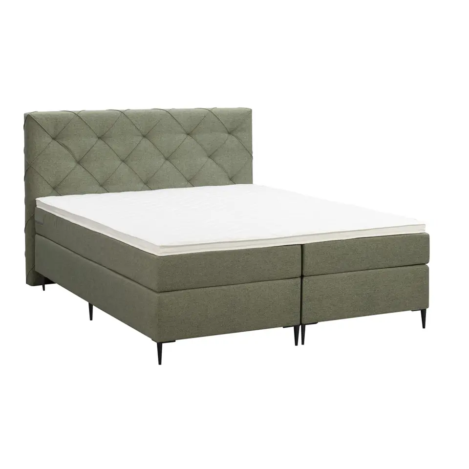Boxspring Liv geruit - groen - 180x200 cm - slanke poot
