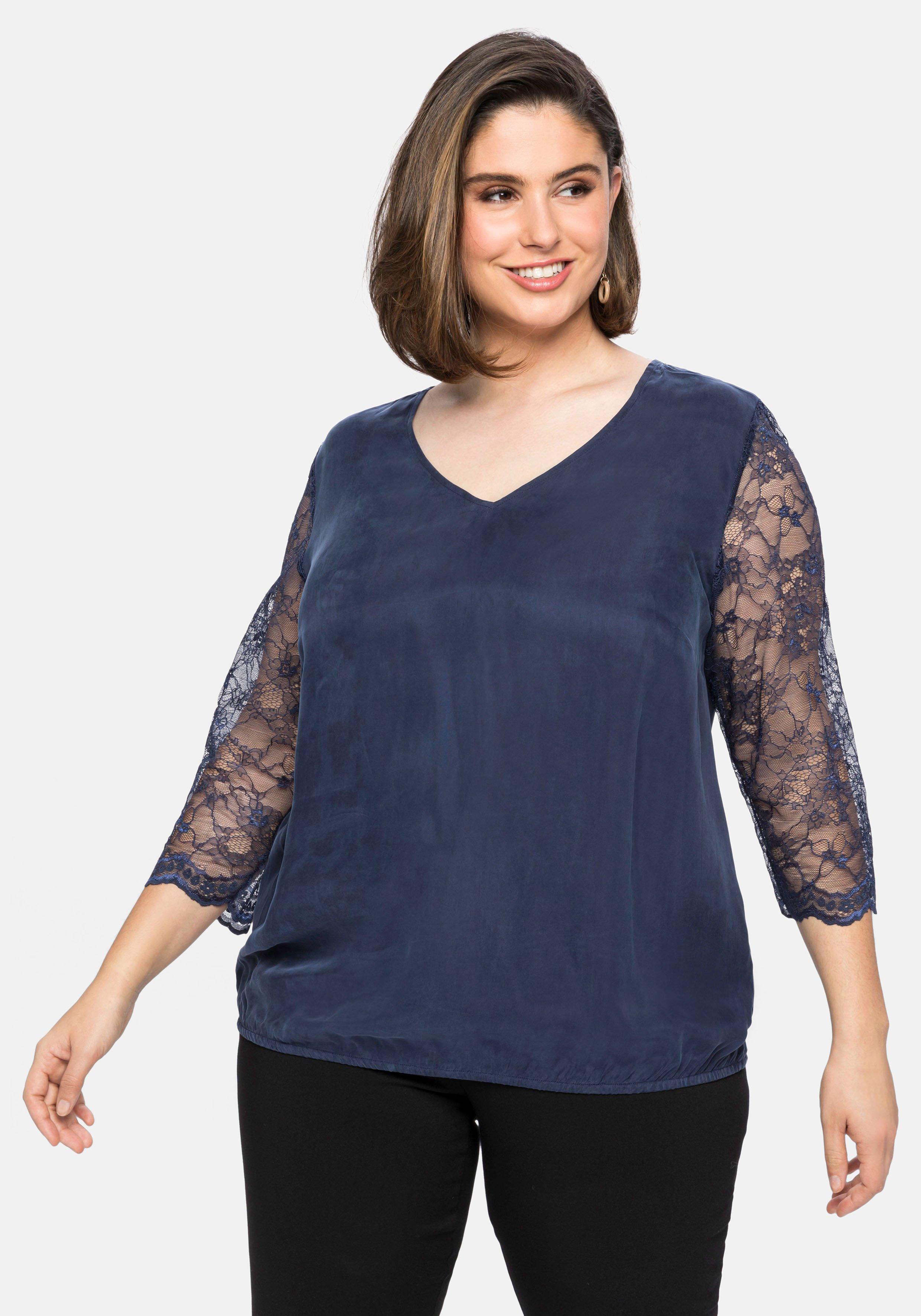 Tunika mit 3/4-Arm aus Two-Tone-Spitze