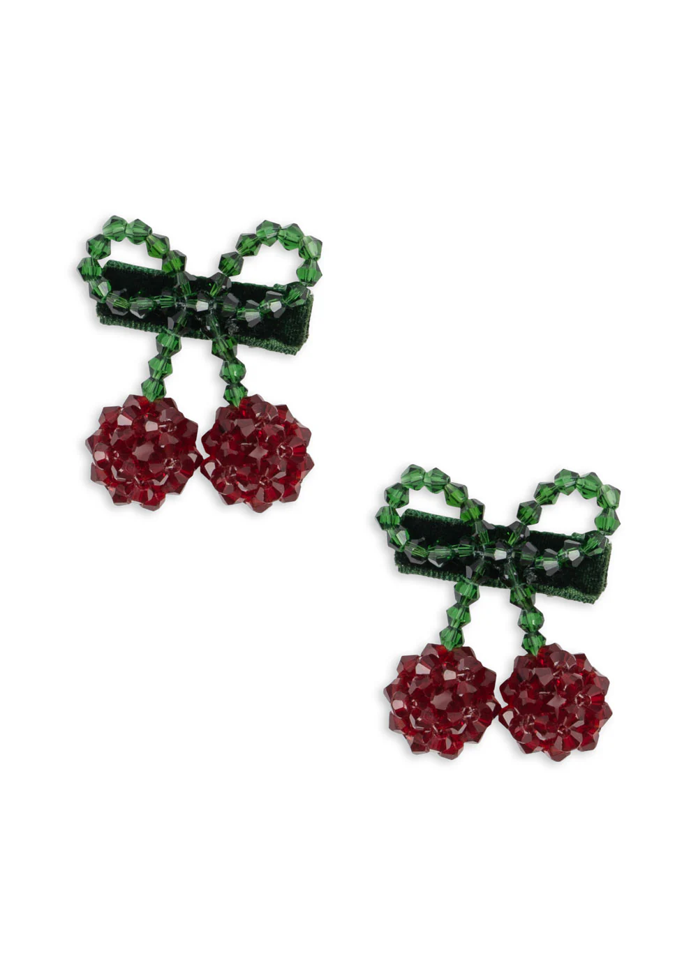 2 pak cherry hårspænde - red\/glitter - OS
