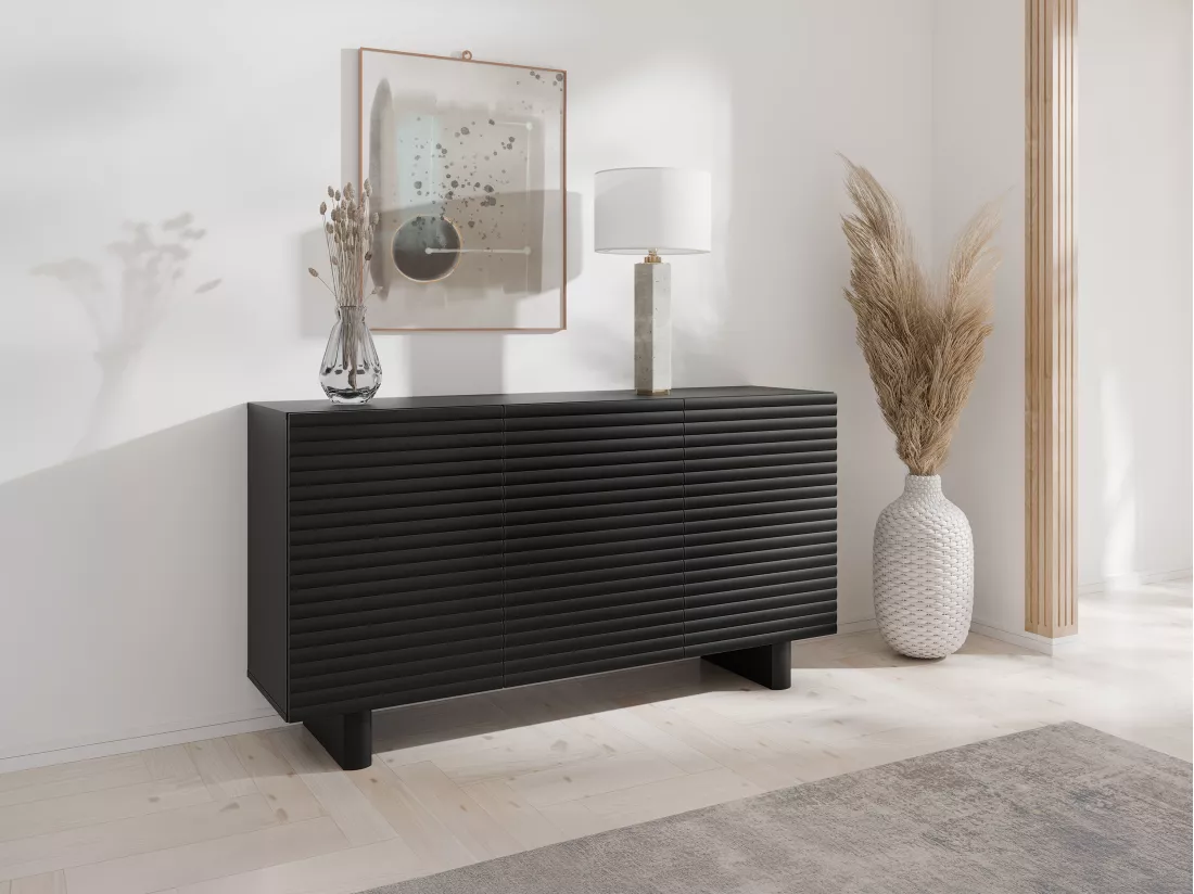 Buffet avec 3 portes en MDF - Noir - LUDIMA