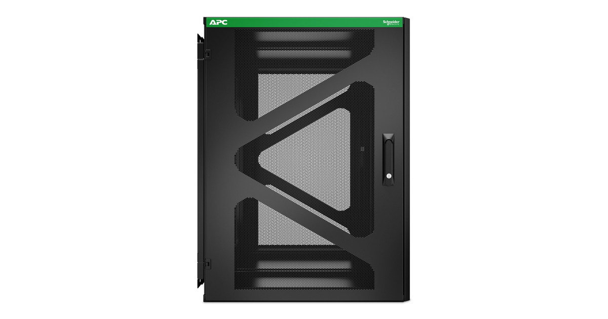 APCNetShelter AR118SM, 18U, wandmontage server rack  (Zwart/groen, 60(b) x 80(h) x 103,7(d) cm, UPS-diepte zijmontage)