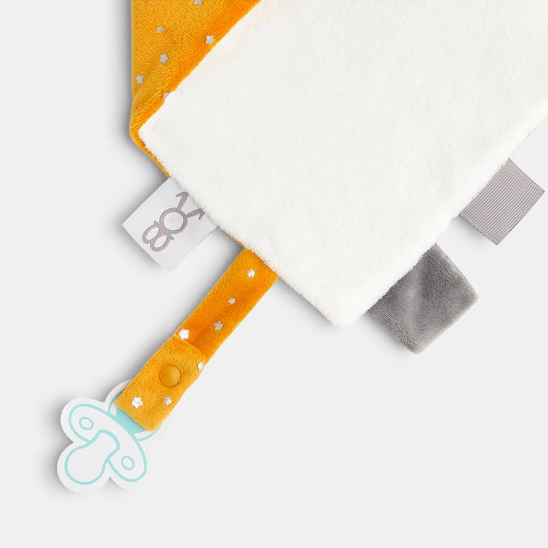 Doudou velours plat lapin orange naissance Jaune