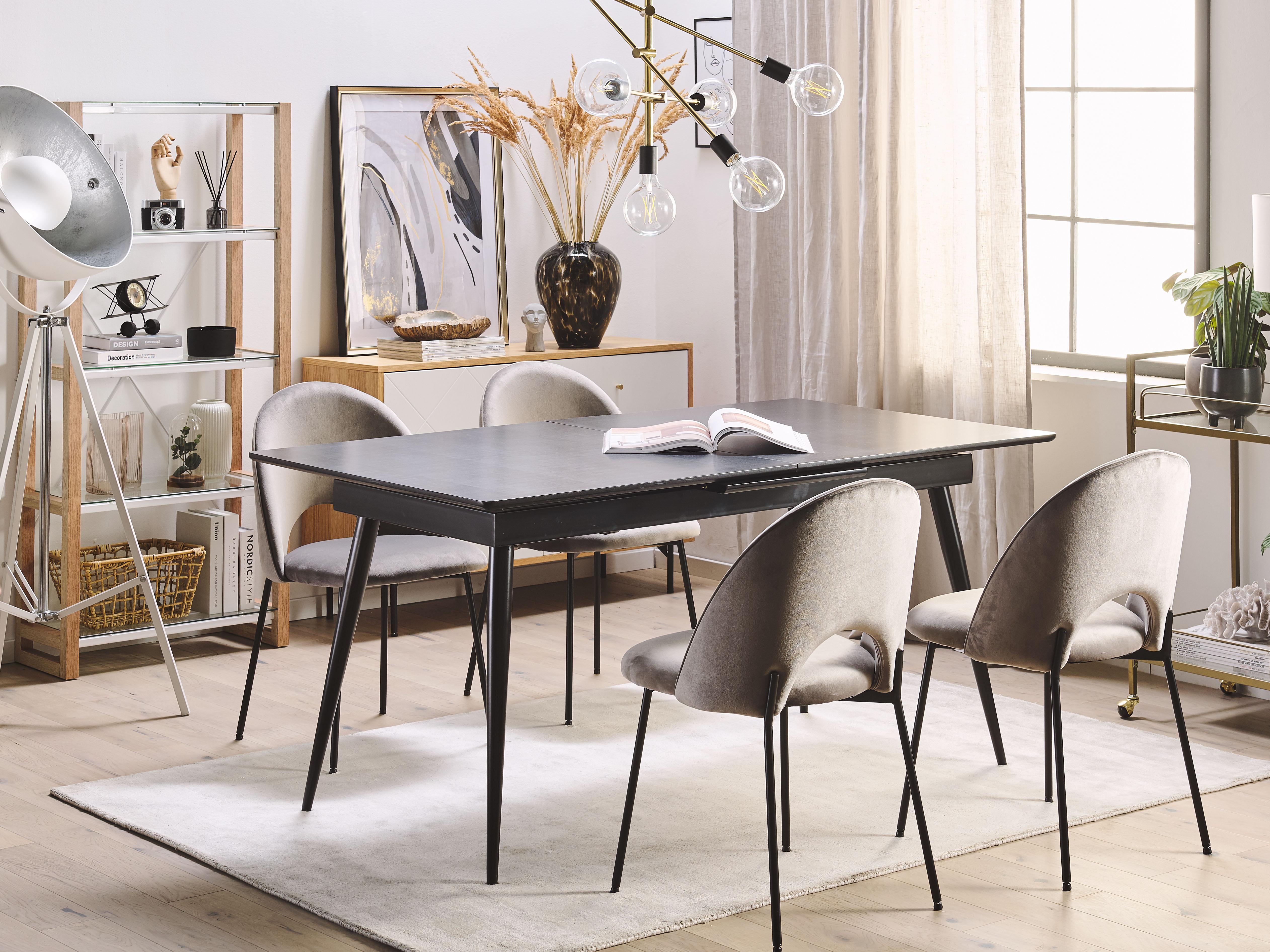 Eettafel uitschuifbaar MALDON Zwart 90 cm 160/200 cm