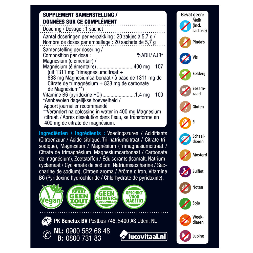 Lucovitaal Magnesium 400 Forte One a Day20 sachets