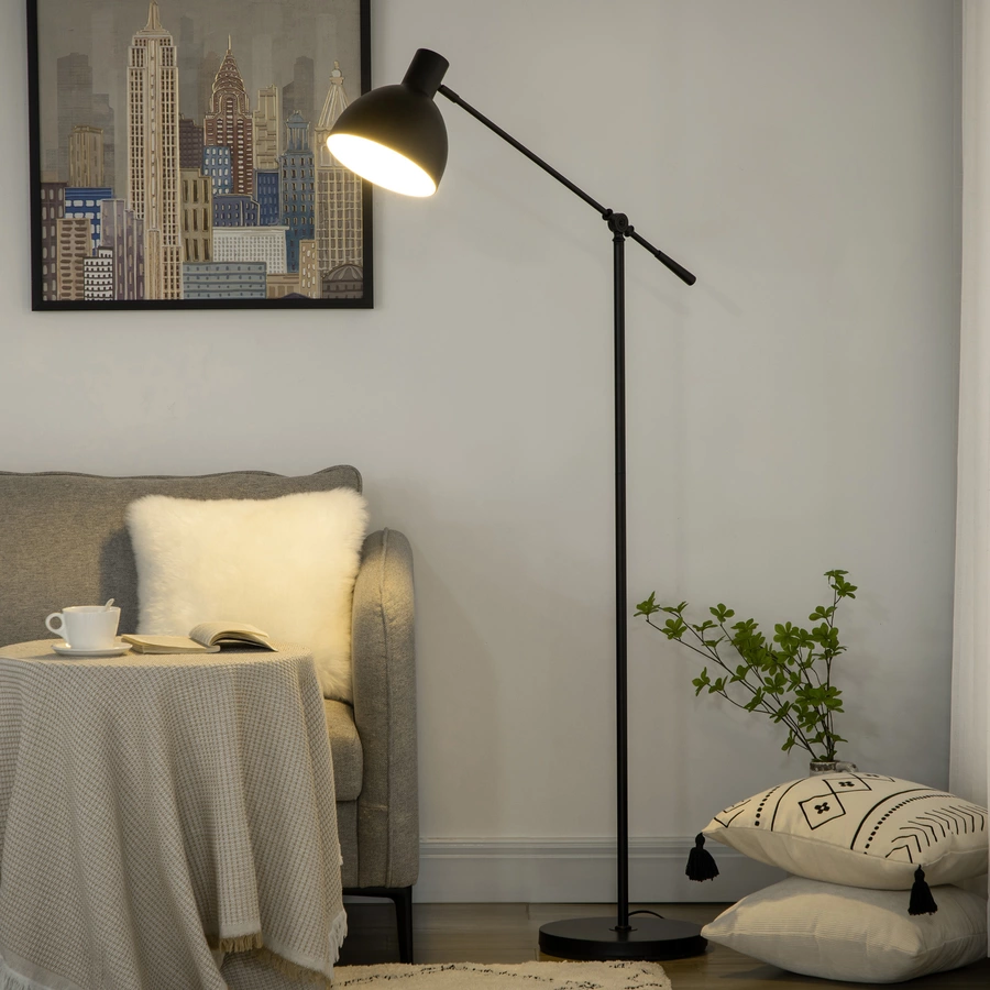 HOMCOM Stehlampe mit E27 Sockel schwarz