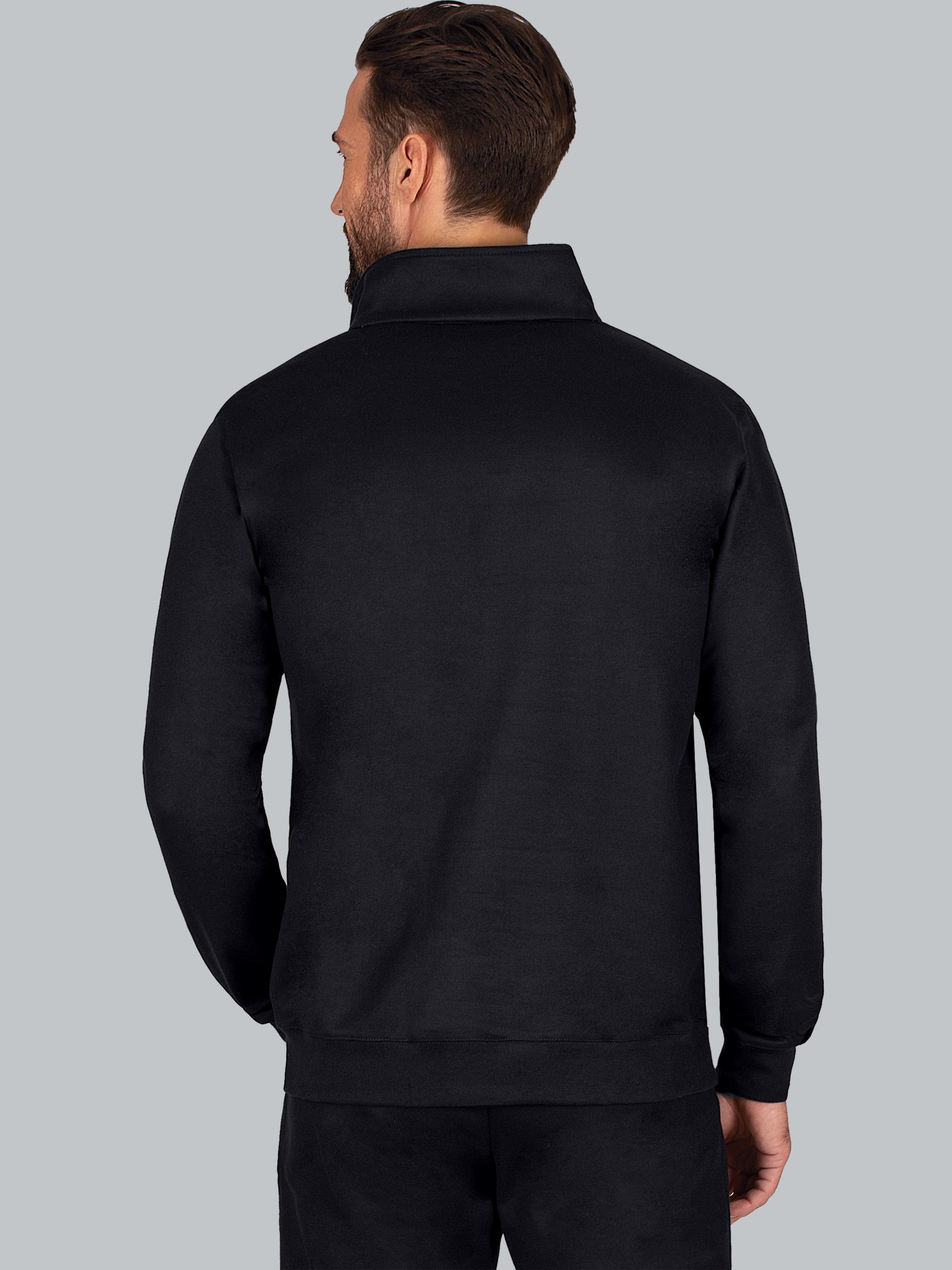 Sweatshirt mit Kragen und Reißverschluss Schwarz
