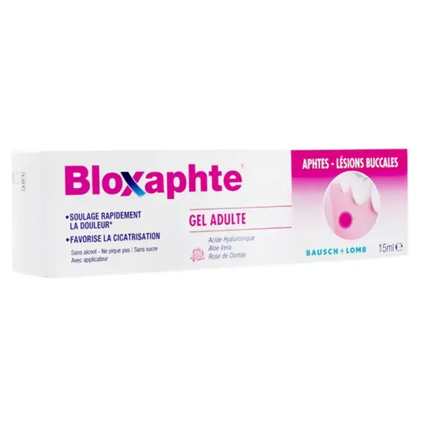 Gel Bloxaphte da Bausch & Lomb para adultos, para aftas e lesões bucais, 15ml