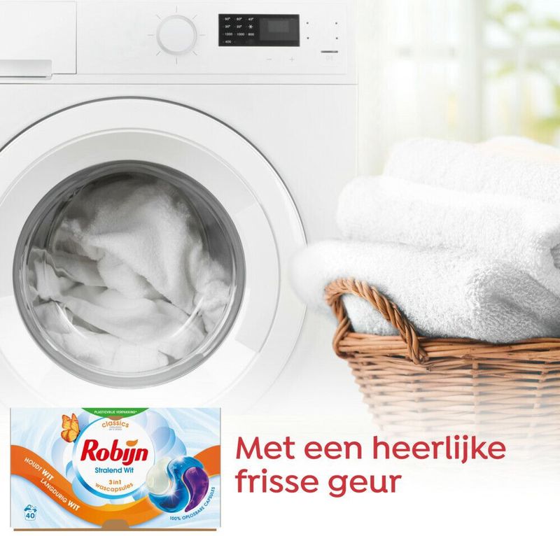 Robijn - Classics 3-in-1 Wascapsules - Stralend Wit - 120 Wasbeurten