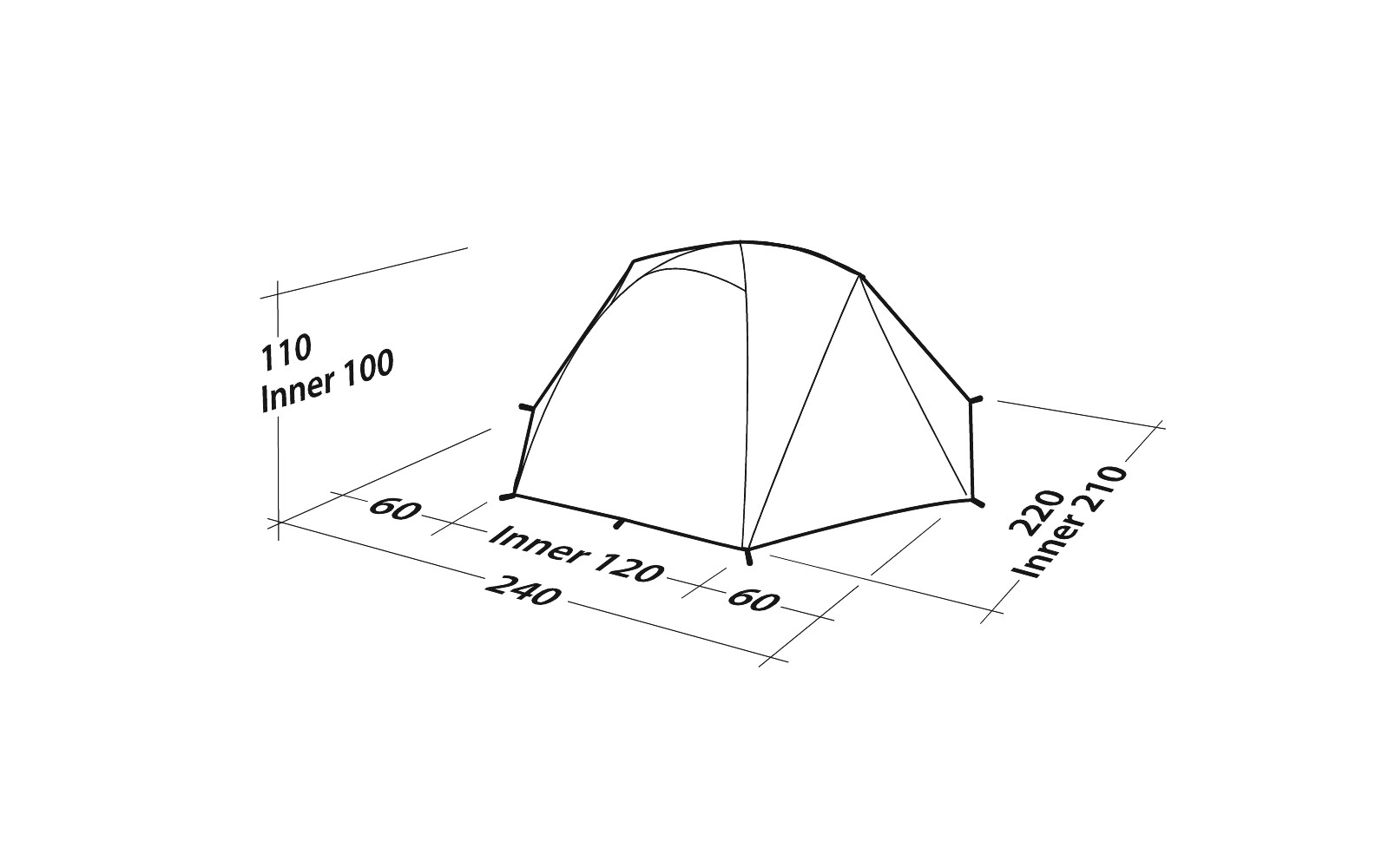Robens Boulder 2 Kuppelzelt  240 x 220 x 110 cm für 2 Personen