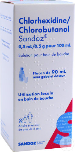 Sandoz Chlorhexidine/Chlorobutanol 0,5ml/0,5g Pour 100ml Solution Pour Bain De Bouche Flacon 90ml