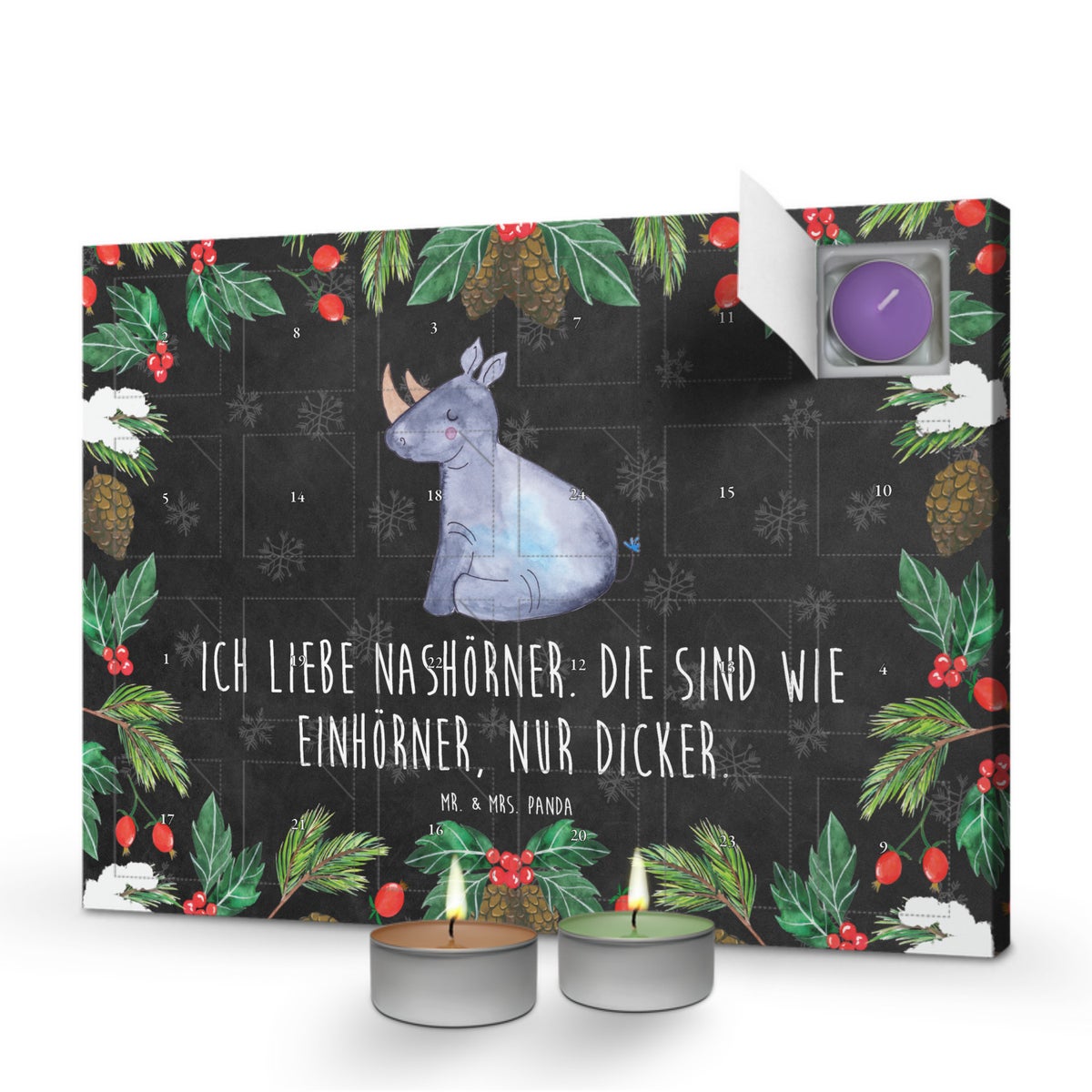 Mr. & Mrs. Panda Geurkaars Adventskalender Eenhoorn Neushoorn - Zwart